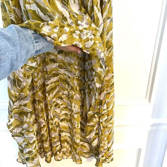 ALL SAINTS Slvina Hi-Low Skirt with mini skirt liner Yellow Pattern Size 0 NWT - Picture 3 of 10